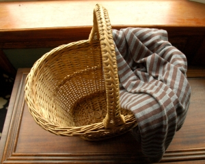 basket and cardigan
