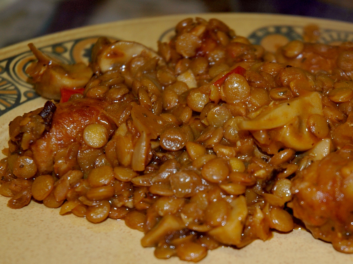 Sausage And Green Lentils Casserole